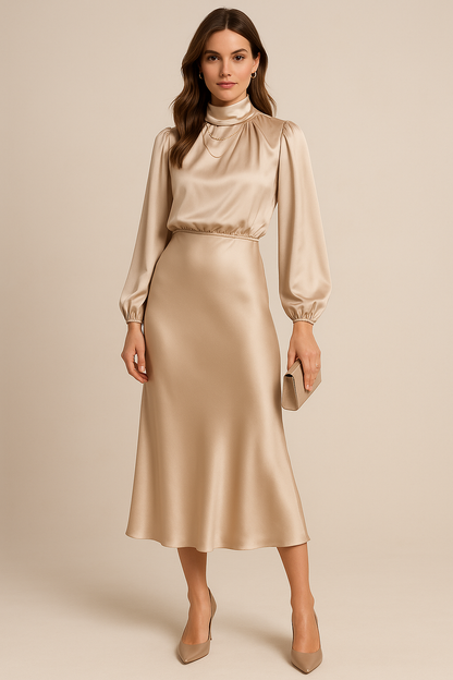 Elara Luxe Midi Jurk