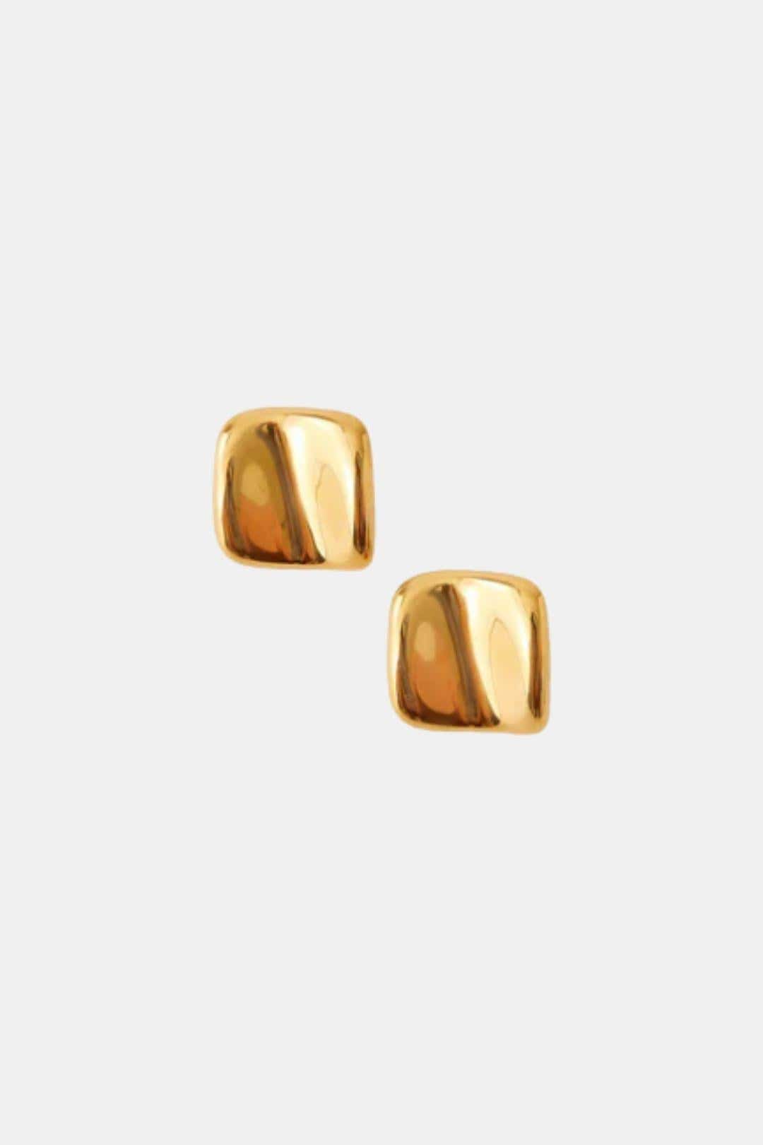 Rosa Gouden Blok Oorbellen