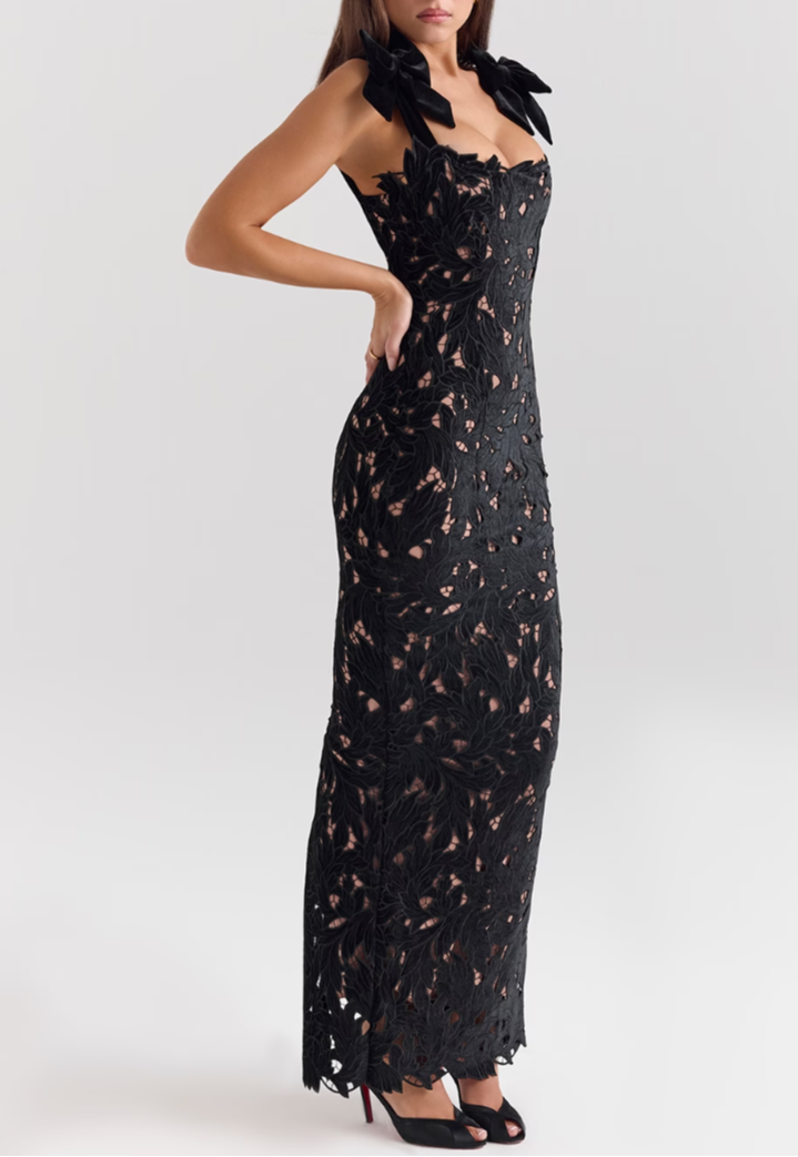 Liyah Velvet Lace Maxi Dress