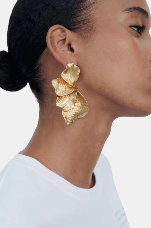 Rosa Gouden Blad Oorbellen